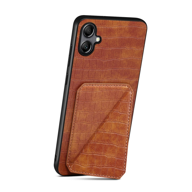 For Samsung Galaxy A20 / A30 Denior Imitation Crocodile Leather Back Phone Case with Holder(Brown) - Galaxy Phone Cases by Denior | Online Shopping UK | buy2fix