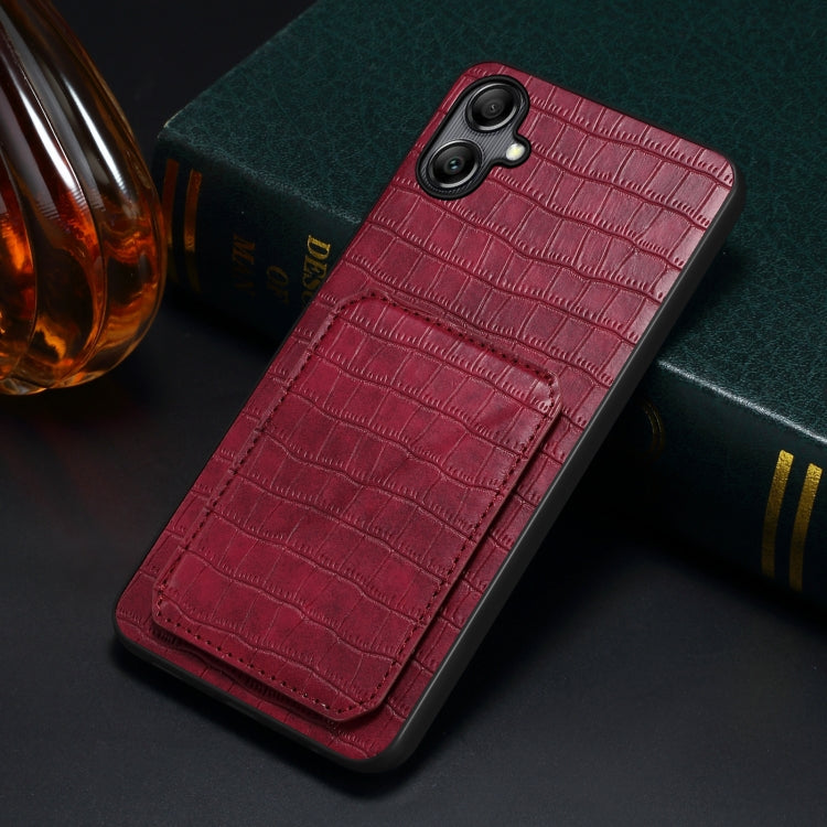 For Samsung Galaxy A20 / A30 Denior Imitation Crocodile Leather Back Phone Case with Holder(Rose Red) - Galaxy Phone Cases by Denior | Online Shopping UK | buy2fix