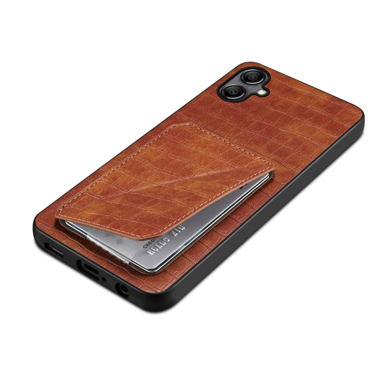 For Samsung Galaxy A33 Denior Imitation Crocodile Leather Back Phone Case with Holder(Brown) - Galaxy Phone Cases by Denior | Online Shopping UK | buy2fix