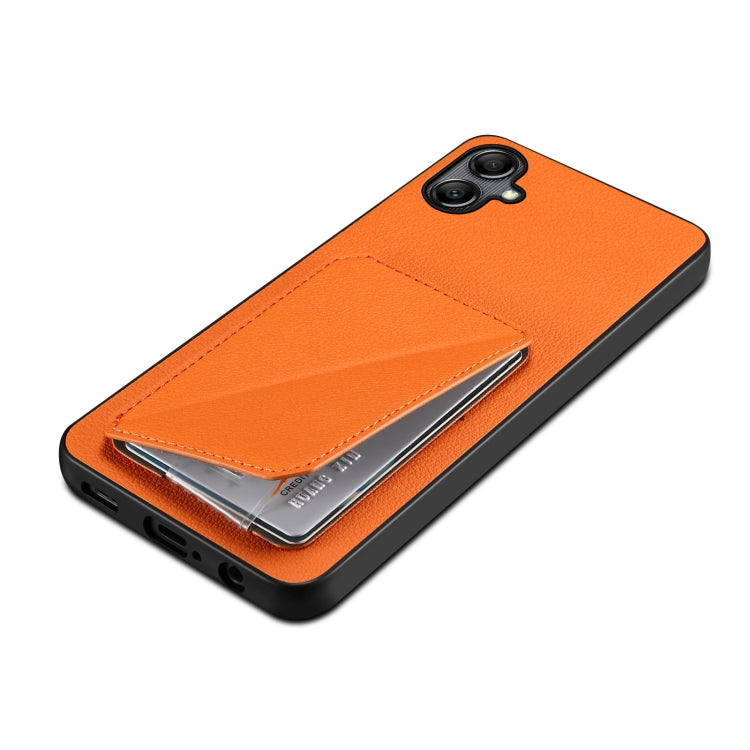 For Samsung Galaxy A05Gs Denior Imitation Calf Leather Back Phone Case with Holder(Orange) - Galaxy Phone Cases by Denior | Online Shopping UK | buy2fix