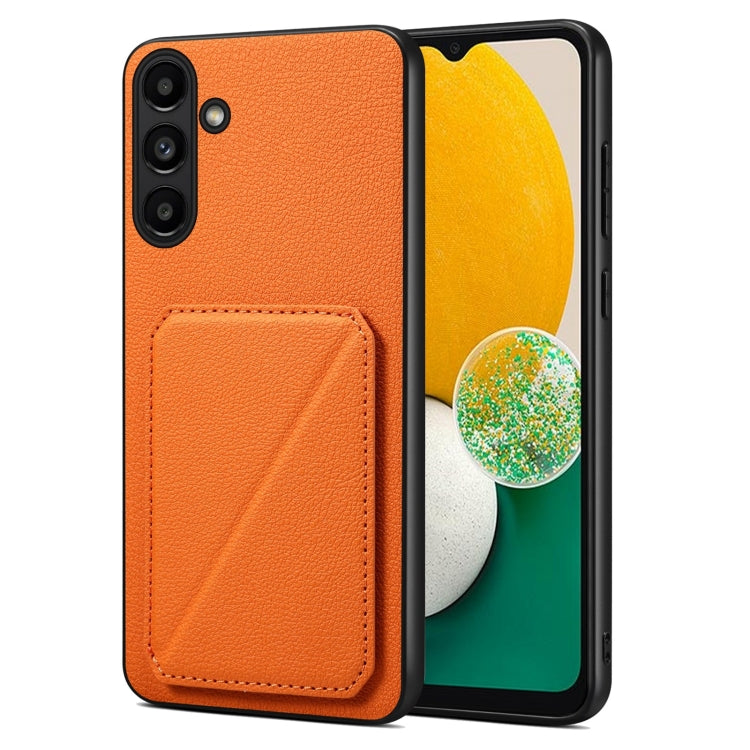 For Samsung Galaxy A13 5G Denior Imitation Calf Leather Back Phone Case with Holder(Orange) - Galaxy Phone Cases by Denior | Online Shopping UK | buy2fix