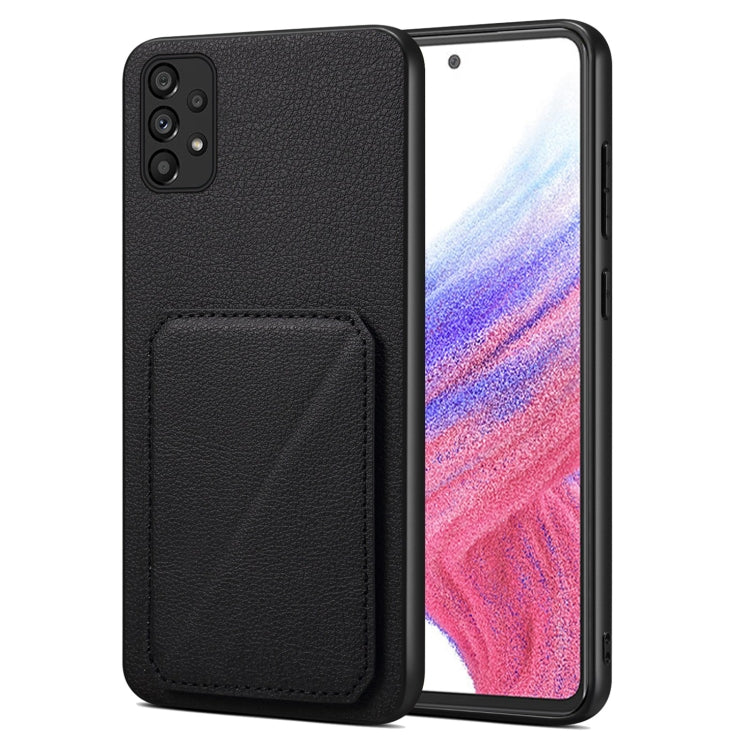 For Samsung Galaxy A53 5G Denior Imitation Calf Leather Back Phone Case with Holder(Black) - Galaxy Phone Cases by Denior | Online Shopping UK | buy2fix