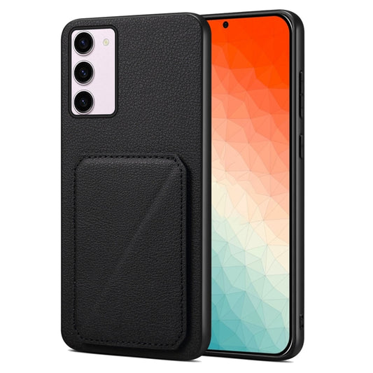 For Samsung Galaxy S24+ 5G Denior Imitation Calf Leather Back Phone Case with Holder(Black) - Galaxy S24+ 5G Cases by Denior | Online Shopping UK | buy2fix