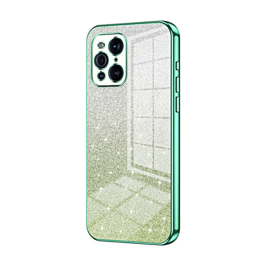 For OPPO Find X3 / Find X3 Pro Gradient Glitter Powder Electroplated Phone Case(Green) - OPPO Cases by buy2fix | Online Shopping UK | buy2fix