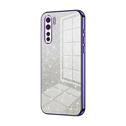 For OPPO A91 Gradient Glitter Powder Electroplated Phone Case(Purple) - OPPO Cases by buy2fix | Online Shopping UK | buy2fix