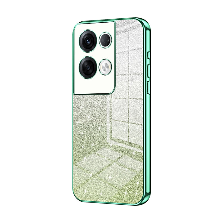For OPPO Reno8 Pro+ Gradient Glitter Powder Electroplated Phone Case(Green) - OPPO Cases by buy2fix | Online Shopping UK | buy2fix