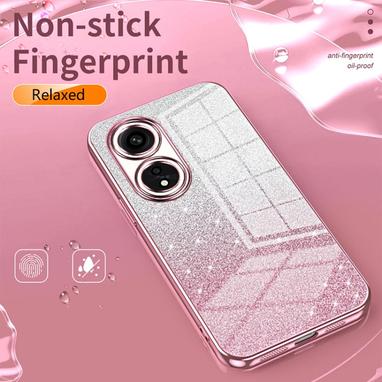 For OPPO Reno3 Pro Gradient Glitter Powder Electroplated Phone Case(Transparent) - OPPO Cases by buy2fix | Online Shopping UK | buy2fix