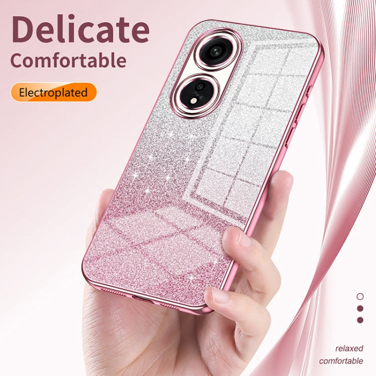 For OPPO Reno7 Pro Gradient Glitter Powder Electroplated Phone Case(Pink) - OPPO Cases by buy2fix | Online Shopping UK | buy2fix