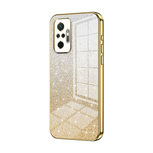 For Xiaomi Redmi Note 10 Pro/10 Pro Max Gradient Glitter Powder Electroplated Phone Case(Gold) - Xiaomi Cases by buy2fix | Online Shopping UK | buy2fix