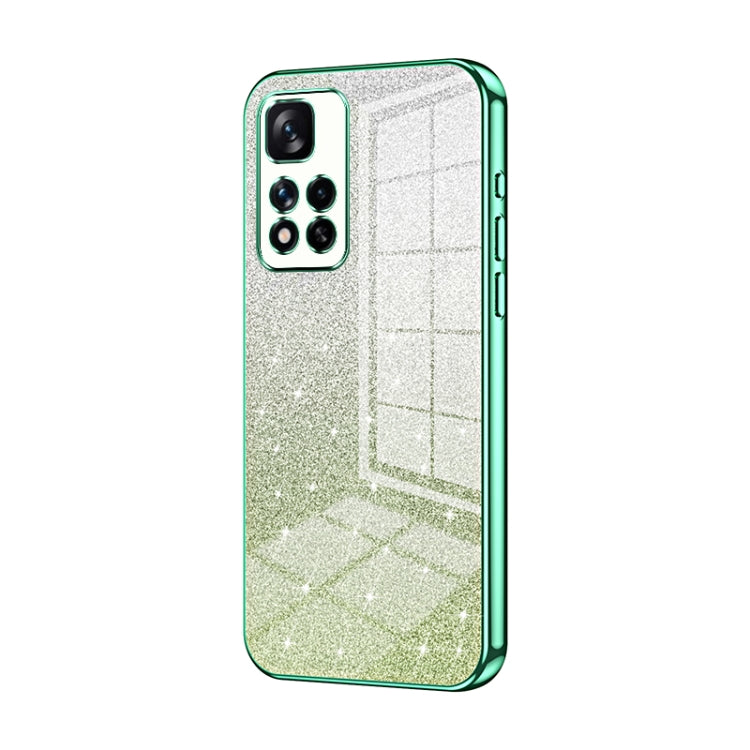 For Xiaomi Redmi Note 11 Pro+ 5G Gradient Glitter Powder Electroplated Phone Case(Green) - Xiaomi Cases by buy2fix | Online Shopping UK | buy2fix