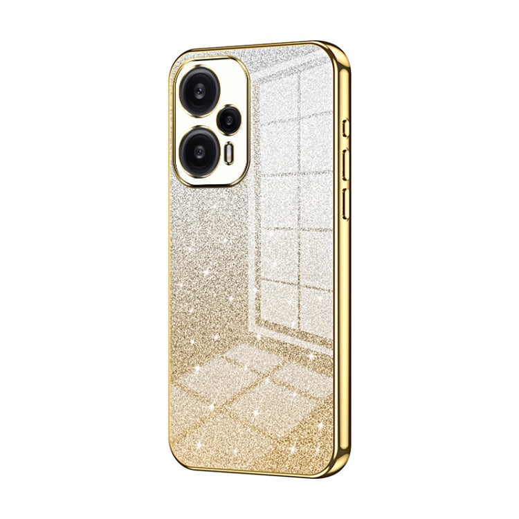 For Xiaomi Redmi Note 12 Turbo/Poco F5 Gradient Glitter Powder Electroplated Phone Case(Gold) - Xiaomi Cases by buy2fix | Online Shopping UK | buy2fix