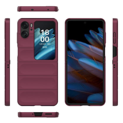 For OPPO Find N2 Flip Magic Shield Fold PC Shockproof Phone Case(Wine Red) - Find N2 Flip Cases by buy2fix | Online Shopping UK | buy2fix