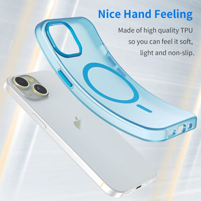 For iPhone 15 MagSafe Frosted Translucent TPU + PC Full Coverage Phone Case(Blue) - iPhone 15 Cases by buy2fix | Online Shopping UK | buy2fix
