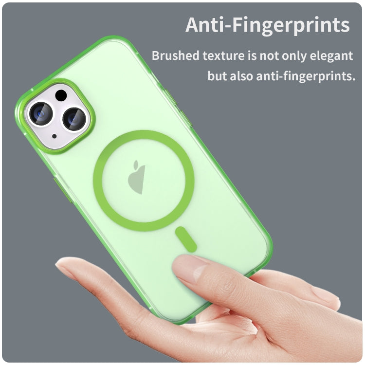 For iPhone 15 MagSafe Frosted Translucent TPU + PC Full Coverage Phone Case(Green) - iPhone 15 Cases by buy2fix | Online Shopping UK | buy2fix