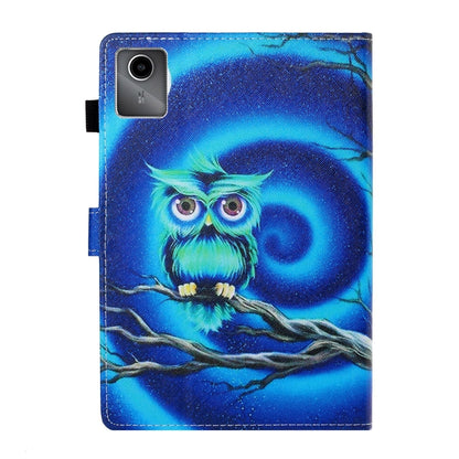 For Lenovo Tab M11/ Xiaoxin Pad 11 2024 Coloured Drawing Stitching Smart Leather Tablet Case(Moon Owl) - Lenovo by buy2fix | Online Shopping UK | buy2fix