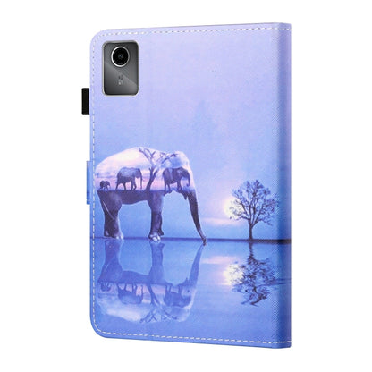 For Lenovo Tab M11/ Xiaoxin Pad 11 2024 Coloured Drawing Stitching Smart Leather Tablet Case(Tree and Elephant) - Lenovo by buy2fix | Online Shopping UK | buy2fix