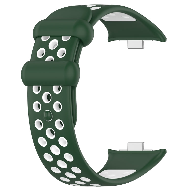 For Redmi Watch 4 Two Color Silicone Sports Watch Band(Dark Green White) - Watch Bands by buy2fix | Online Shopping UK | buy2fix