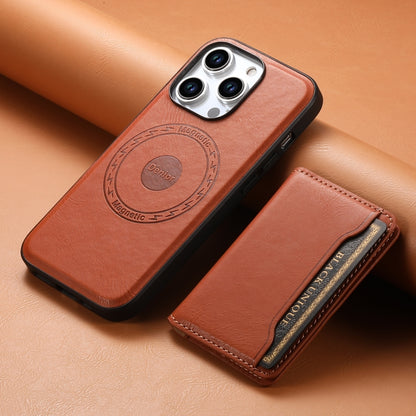 For iPhone 13 Pro Max Denior Cowhide Texture Leather MagSafe Detachable Wallet Phone Case(Brown) - iPhone 13 Pro Max Cases by Denior | Online Shopping UK | buy2fix