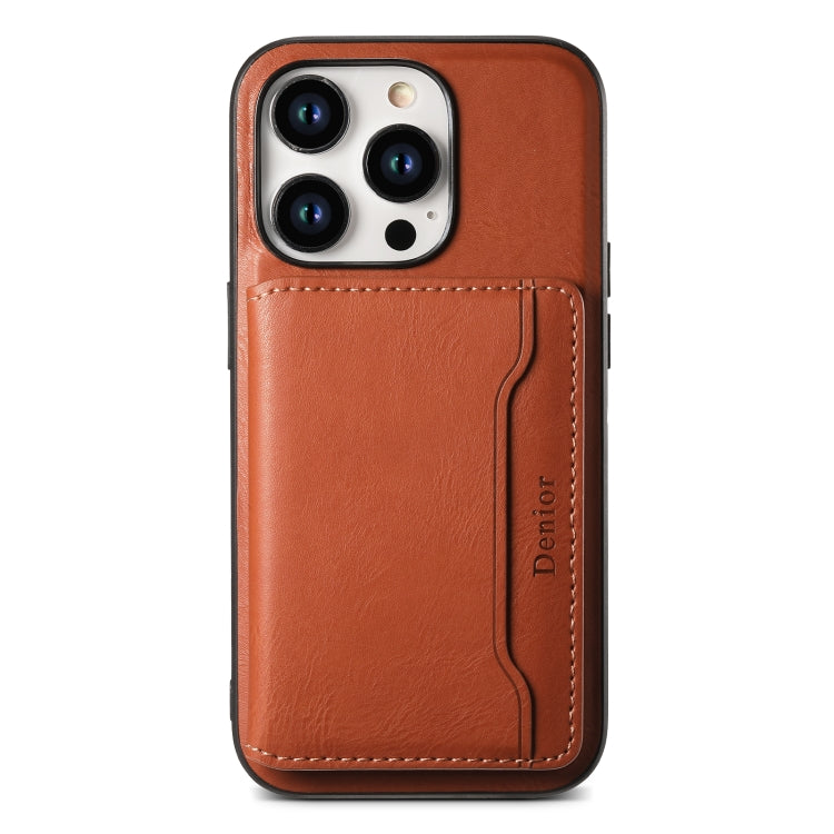 For iPhone 13 Pro Max Denior Cowhide Texture Leather MagSafe Detachable Wallet Phone Case(Brown) - iPhone 13 Pro Max Cases by Denior | Online Shopping UK | buy2fix