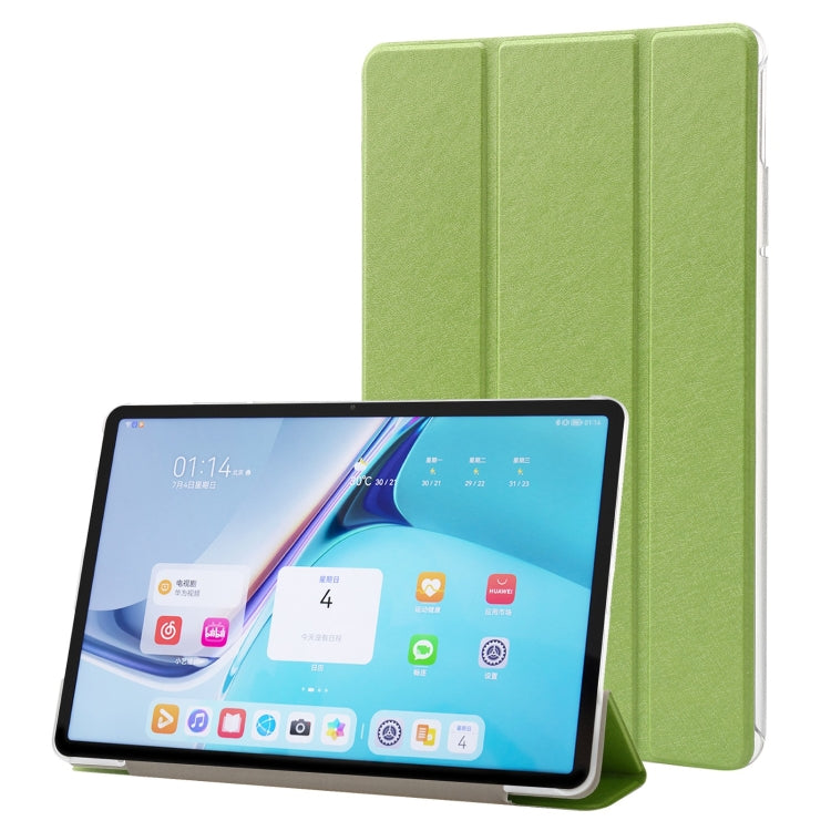 For Huawei MatePad Pro 11 2024 Silk Texture 3-Fold Leather Tablet Case(Green) - Huawei by buy2fix | Online Shopping UK | buy2fix