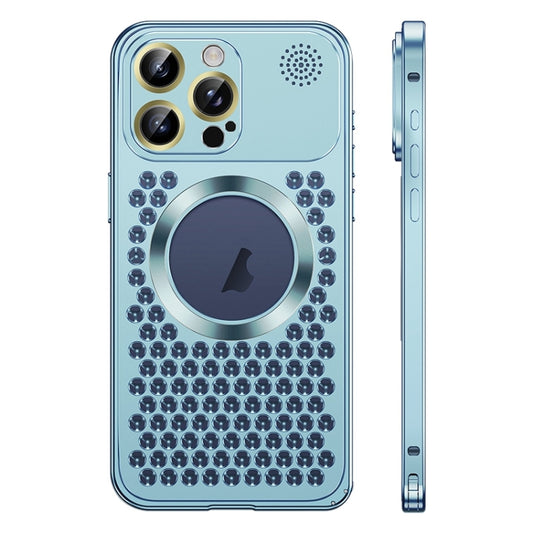 For iPhone 13 Pro Max Spring Buckle MagSafe Magnetic Metal Aromatherapy Phone Case(Blue) - iPhone 13 Pro Max Cases by buy2fix | Online Shopping UK | buy2fix