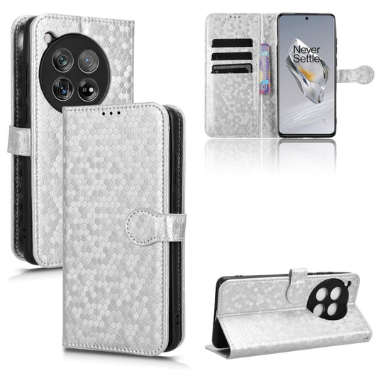 For OnePlus 12 Honeycomb Dot Texture Leather Phone Case(Silver) - OnePlus Cases by buy2fix | Online Shopping UK | buy2fix