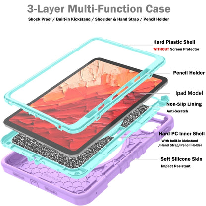 For iPad Pro 11 2024 X Rotation PC Hybrid Silicone Tablet Case with Strap(Purple Cyan) - iPad Pro 11 2024 Cases by buy2fix | Online Shopping UK | buy2fix