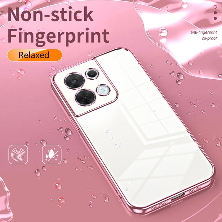 For OPPO Reno8 Transparent Plating Fine Hole Phone Case(Pink) - OPPO Cases by buy2fix | Online Shopping UK | buy2fix