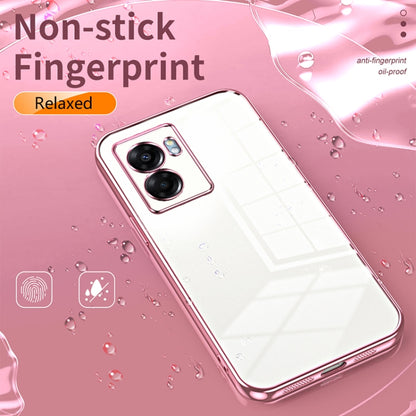 For OPPO A57 5G Transparent Plating Fine Hole Phone Case(Transparent) - OPPO Cases by buy2fix | Online Shopping UK | buy2fix