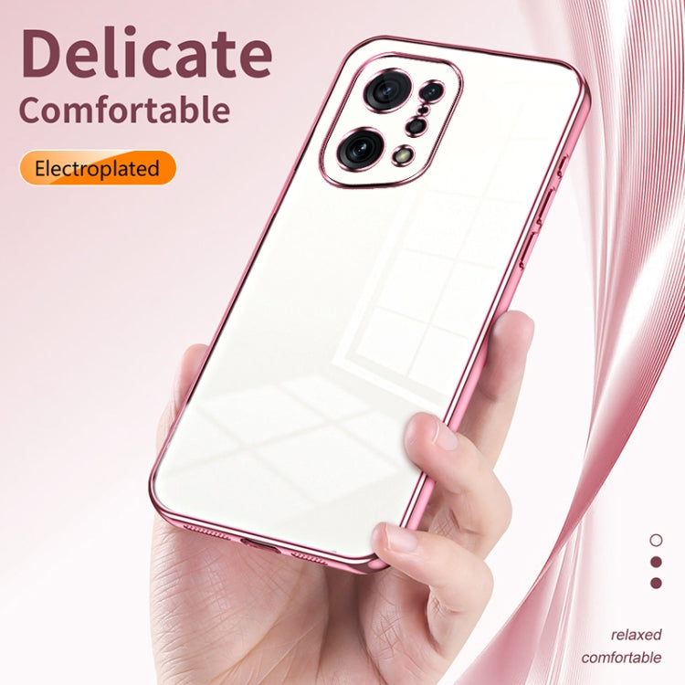 For OPPO Find X5 Transparent Plating Fine Hole Phone Case(Gold) - OPPO Cases by buy2fix | Online Shopping UK | buy2fix