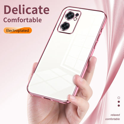 For OPPO Reno7 SE Transparent Plating Fine Hole Phone Case(Purple) - OPPO Cases by buy2fix | Online Shopping UK | buy2fix