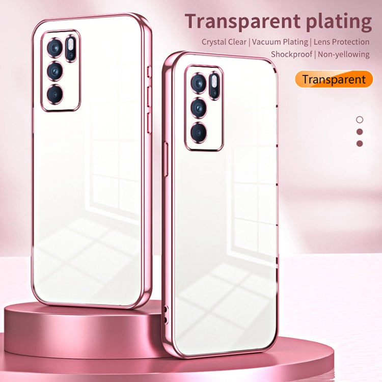 For OPPO Reno6 Pro Indian  Transparent Plating Fine Hole Phone Case(Pink) - OPPO Cases by buy2fix | Online Shopping UK | buy2fix