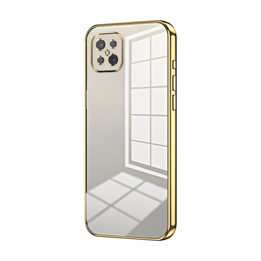 For OPPO A92s / Reno4 Z 5G Transparent Plating Fine Hole Phone Case(Gold) - OPPO Cases by buy2fix | Online Shopping UK | buy2fix