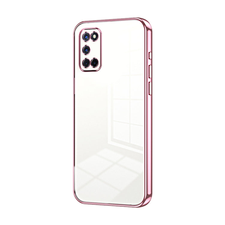 For OPPO A52 / A72 / A92 Transparent Plating Fine Hole Phone Case(Pink) - OPPO Cases by buy2fix | Online Shopping UK | buy2fix