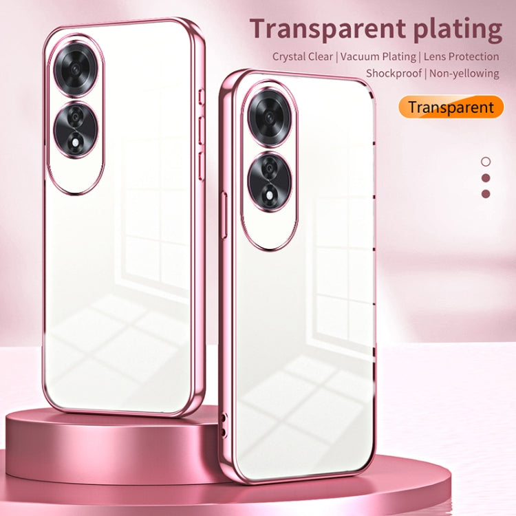 For OPPO A60 Transparent Plating Fine Hole Phone Case(Pink) - OPPO Cases by buy2fix | Online Shopping UK | buy2fix