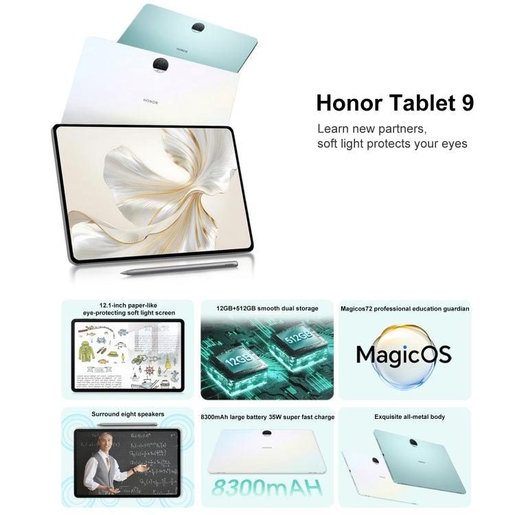 Honor Tablet 9 12.1 inch WiFi, Standard 8GB+256GB, MagicOS 7.2 Snapdragon 6 Gen1 Octa Core 2.2GHz, Not Support Google Play(Grey) - Huawei by Huawei | Online Shopping UK | buy2fix