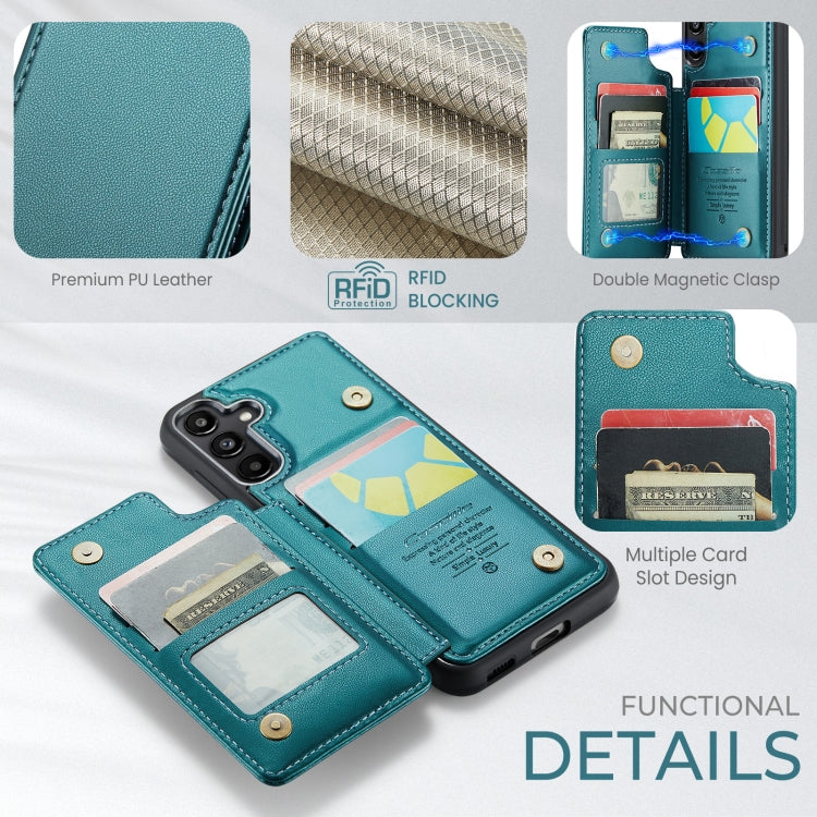 For Samsung Galaxy A55 5G CaseMe C22 PC+TPU Business Style RFID Anti-theft Leather Phone Case(Blue Green) - Galaxy Phone Cases by CaseMe | Online Shopping UK | buy2fix