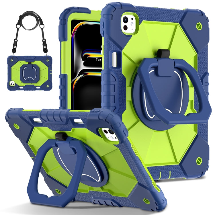 For iPad Pro 11 2024 Contrast Color Robot Silicone Hybrid PC Tablet Case(Navy Yellow Green) - iPad Pro 11 2024 Cases by buy2fix | Online Shopping UK | buy2fix