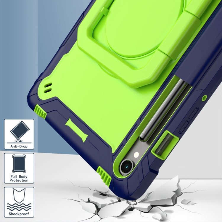 For Samsung Galaxy Tab S9 FE / S9 Handle Robot Silicone Hybrid PC Tablet Case(Navy Yellow Green) - Galaxy Tab S9 Cases by buy2fix | Online Shopping UK | buy2fix