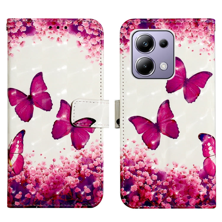 For Xiaomi Redmi Note 13 Pro 4G Global 3D Painting Horizontal Flip Leather Phone Case(Rose Butterfly) - Note 13 Pro Cases by buy2fix | Online Shopping UK | buy2fix