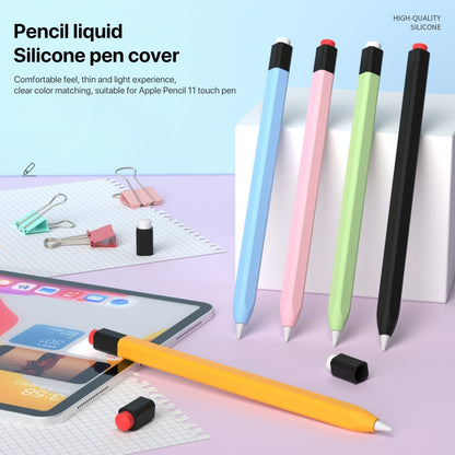 For Apple Pencil 1 Retro Pencil Style Liquid Silicone Stylus Case(Yellow) - Pencil Accessories by buy2fix | Online Shopping UK | buy2fix