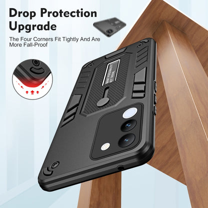 For vivo V29e 5G Variety Brave Armor Finger Loop Holder Phone Case(Black) - vivo Cases by buy2fix | Online Shopping UK | buy2fix