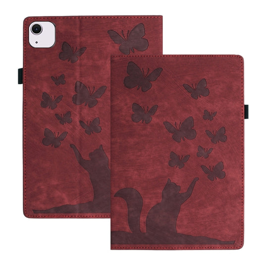 For iPad Air 11 2024 / Pro 11 2021 / 2020 Butterfly Cat Embossing Leather Tablet Case(Red) - iPad Air 11 2024 Cases by buy2fix | Online Shopping UK | buy2fix