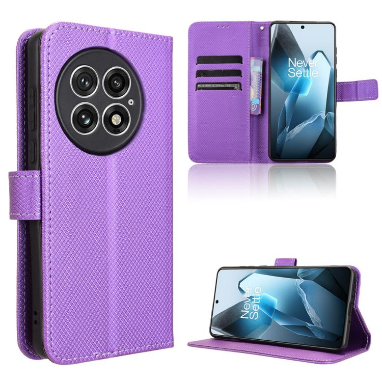 For OnePlus 13 5G Diamond Texture Leather Phone Case(Purple) - OnePlus Cases by buy2fix | Online Shopping UK | buy2fix