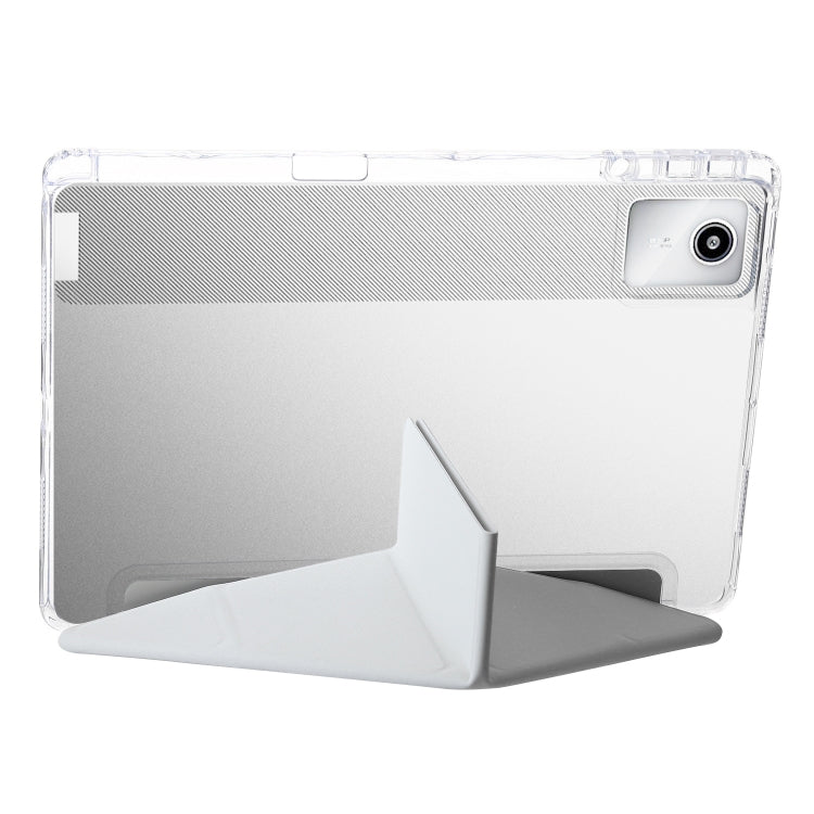 For Lenovo Tab M11 /Xiaoxin Pad 11 2024 Clear Acrylic Deformation Leather Tablet Case(Grey) - Lenovo by buy2fix | Online Shopping UK | buy2fix