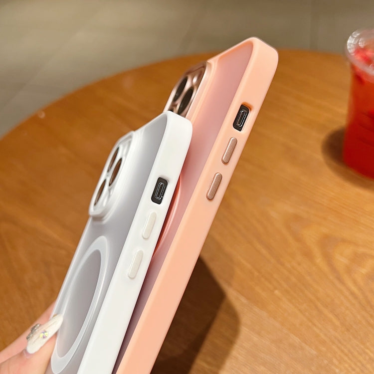 For iPhone 14 MagSafe Skin Feel Phone Case with Lens Film(Pink) - iPhone 14 Cases by buy2fix | Online Shopping UK | buy2fix