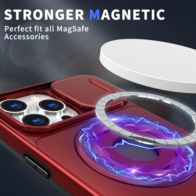 For iPhone 14 Pro Max Camshield MagSafe Ring Holder Armor Phone Case(Red) - iPhone 14 Pro Max Cases by buy2fix | Online Shopping UK | buy2fix