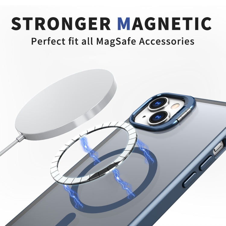 For iPhone 13 Metal Invisible Camera Holder MagSafe Magnetic Phone Case(Blue) - iPhone 13 Cases by buy2fix | Online Shopping UK | buy2fix