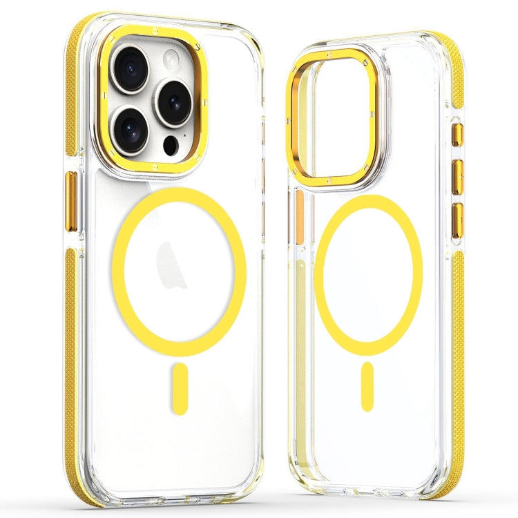 For iPhone 14 Pro Dual-Color Clear Acrylic Hybrid TPU MagSafe Phone Case(Yellow) - iPhone 14 Pro Cases by buy2fix | Online Shopping UK | buy2fix