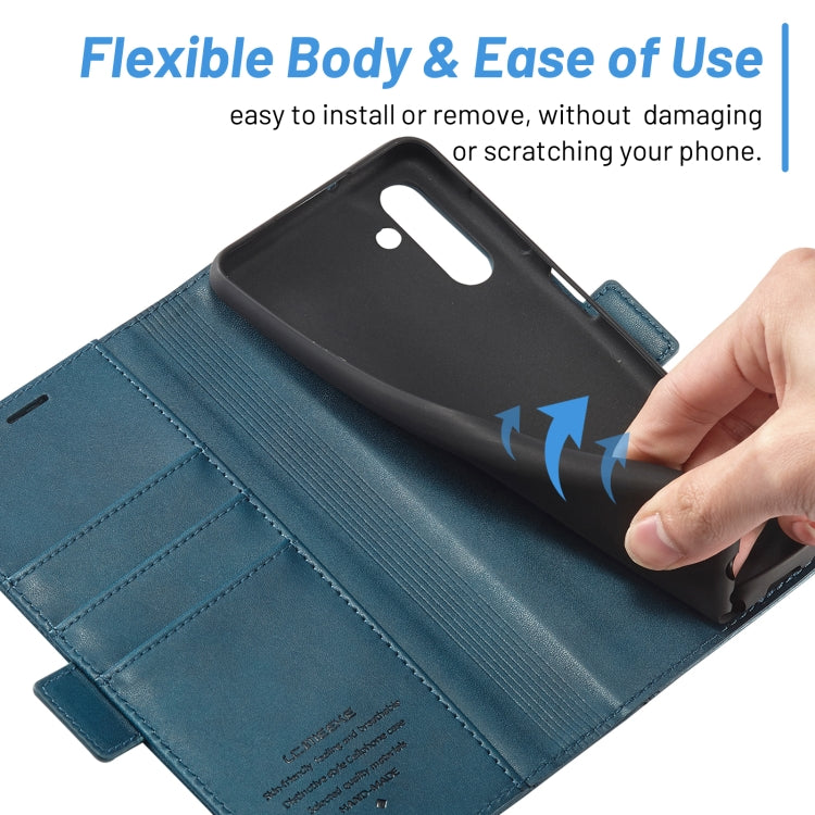 For Samsung Galaxy S24+ LC.IMEEKE Skin-friendly Card Slots Leather Phone Case(Blue) - Galaxy S24+ 5G Cases by LC.IMEEKE | Online Shopping UK | buy2fix